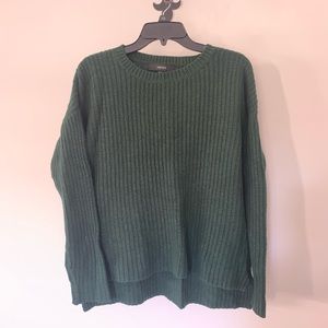 Dark green cable knit sweater